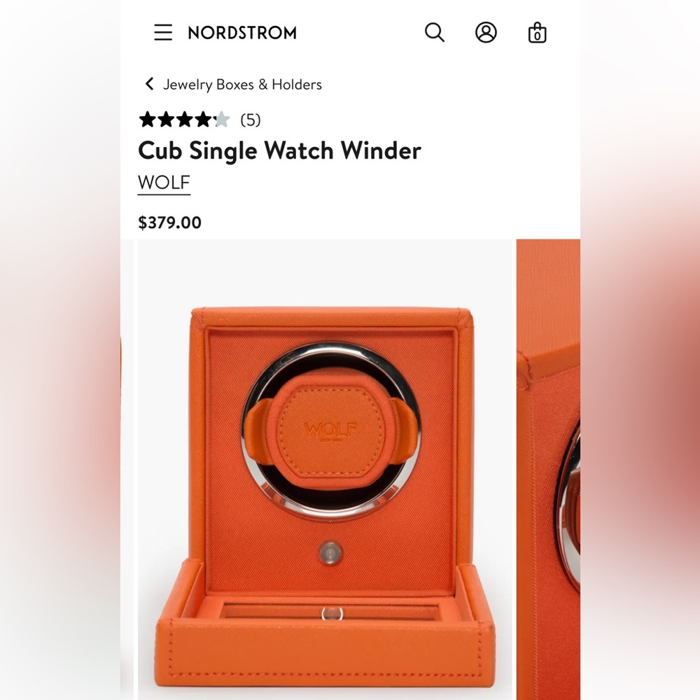 WOLF Cub Single Watch Winder Orange NEW